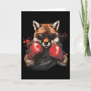 Cartão Raposa de Boxe com Luvas de Boxe Kickboxing Caixa