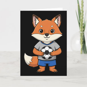 Cartão Raposa de futebol fofo jogador de futebol animal e
