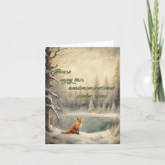 Cartão Raposa de inverno Saudação não denominacional para