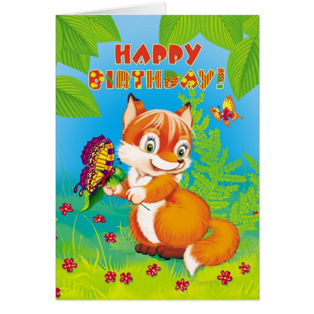 Cartão raposa e borboleta (Frente)