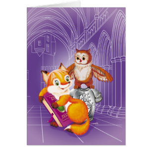 Cartão raposa e coruja