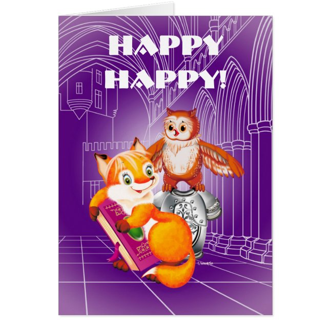 Cartão raposa e coruja (Frente)