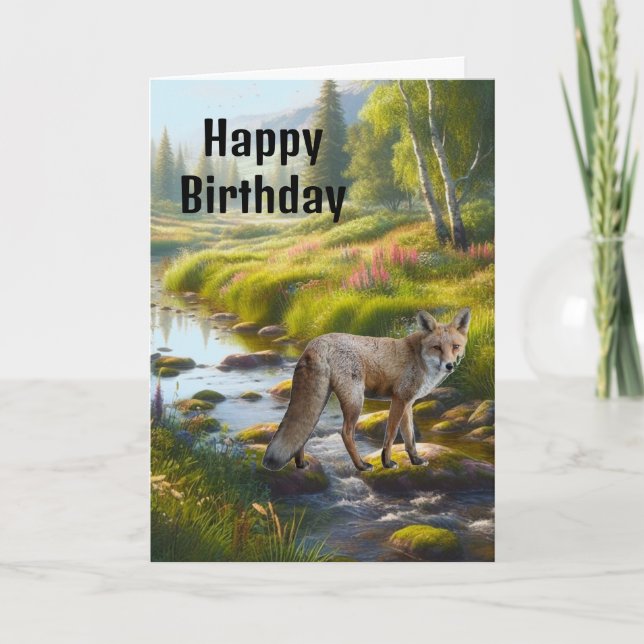 Cartão Raposa Feliz Aniversário Masculino  (Frente)