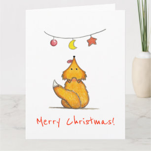 Cartão Raposa Fofa Desenhada à Mão / Feliz Natal