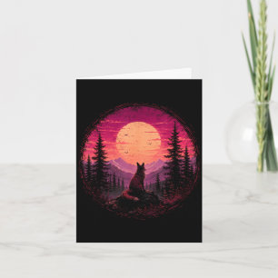 Cartão Raposa lua floresta montanha natureza selvagem