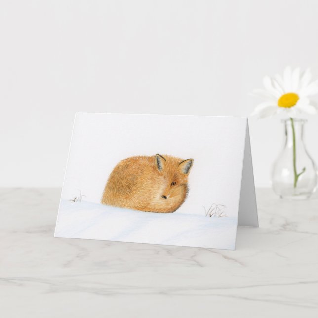 Cartão Raposa no Natal da neve (Planta pequena)