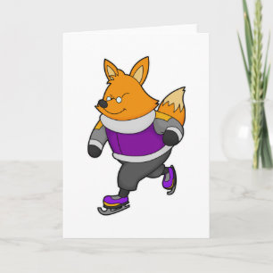 Cartão Raposa no patins de gelo com óculos
