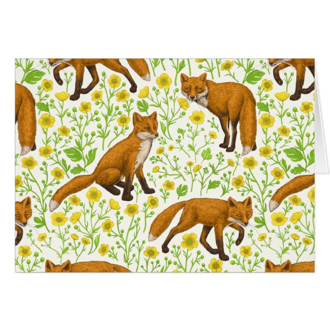 Cartão Raposas e ampolas em branco natural (Frente Horizontal)