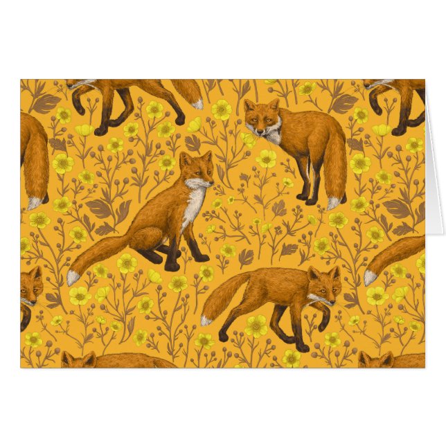 Cartão Raposas e ampolas em laranja (Frente Horizontal)