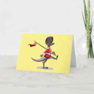 Cartão Raptor Vestido Como Guarda Britânica.