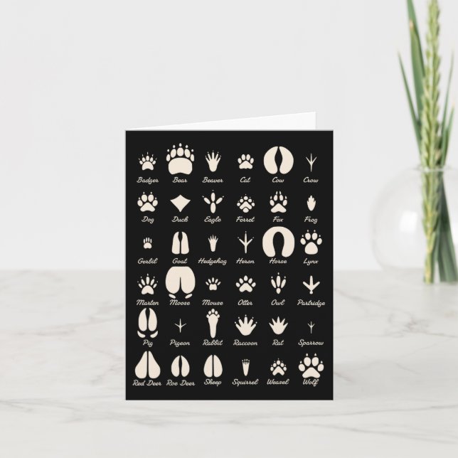 Cartão Rastreio De Animais Comuns E Rastreios Selvagens (Frente)