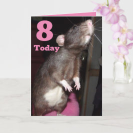 Cartão Rat com placa de aniversário personalizável 8º