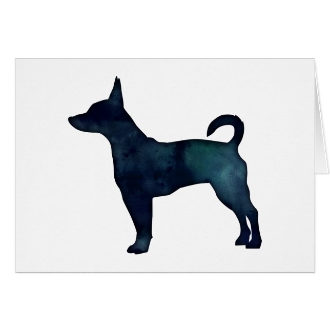 Cartão Rat Terrier Black Watercolor (Frente Horizontal)