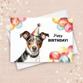 Cartão Rat Terrier Dog Balloons e Partido Hábito