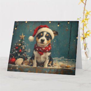 Cartão Rat Terrier Dog Christmas Vintage Beach