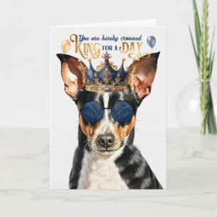 Cartão Rat Terrier Dog King para o dia feliz aniversário