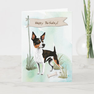 Cartão Rat Terrier Dog Raça Lá Fora Sob Sinal De Aniversá