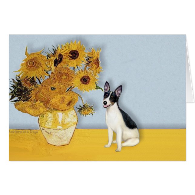 Cartão Rat Terrier - Girassóis (Frente Horizontal)