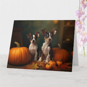 Cartão Rat Terrier Puppy Autumn Delight Pumpkin