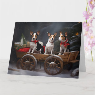 Cartão Rat Terrier Snowy Sleigh Decência de Natal