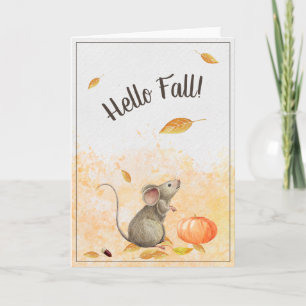 Cartão Rato Alô Fall Cute