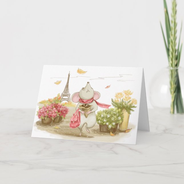 Cartão Rato bonito em Paris (Frente)