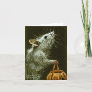 Cartão Rato com cesta HalloweenCard da abóbora