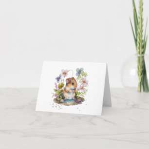 Cartão Rato com VAZIO de poça e flores