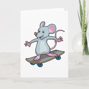 Cartão Rato como Skatista com Skate