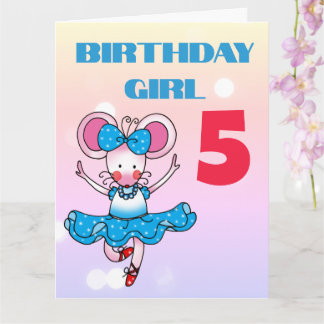 Cartão Rato Dançante Personalizado 5º Aniversário Menina
