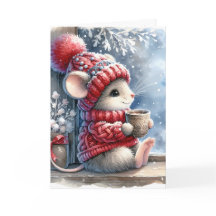 Rato De Natal Em Janela Com Cacau Quente