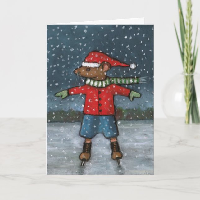 Cartão Rato em Skates: Neve: Feliz Aniversário Super Estr (Frente)