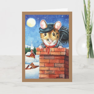 Cartão Rato Limpador de Chaminés de Natal de Dickens Arte