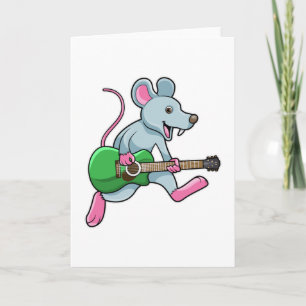 Cartão Rato na Música com Guitarra