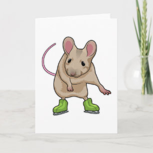 Cartão Rato patinação no gelo Patins de gelo