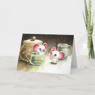 Cartão Ratos Brincando com Açúcar