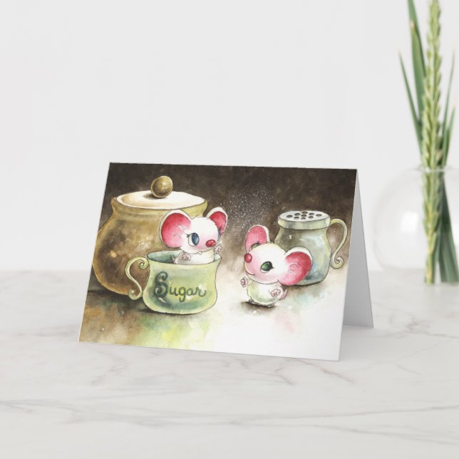 Cartão Ratos Brincando com Açúcar (Frente)