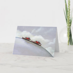 Cartão Ratos correndo esquiando descida divertida arte ún