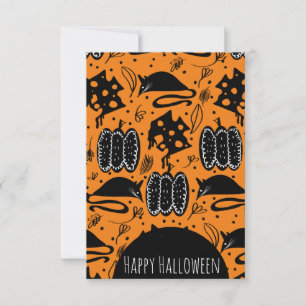 Cartão Ratos de Halloween Padrão de Aniversário de Queijo