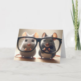 Cartão Ratos Olhando Através dos Óculos Humor de Aniversá