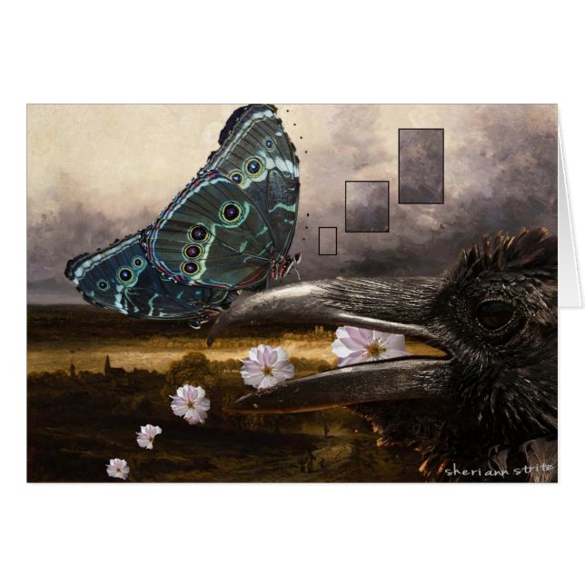 Cartão Raven & Butterfly (Frente Horizontal)