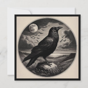 Cartão Raven com Lua e Mar