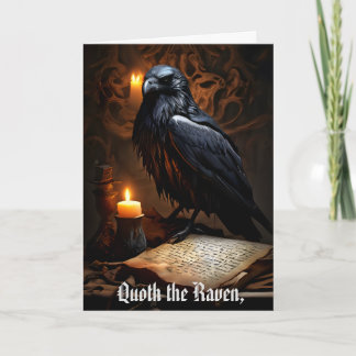 Cartão Raven e Ancião Gótico Gótico de Pergaminho Humoros