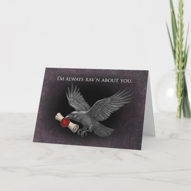 Cartão Raven Love Messenger Gothic Dark Valentine Love  (Frente)