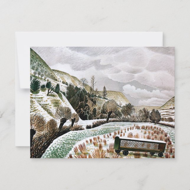 Cartão Ravilious - Neve de Ano Novo,  (Frente)