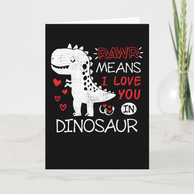 Cartão Rawr Significa Eu Te Amo Em Camisa T-Rex Engraçado (Frente)