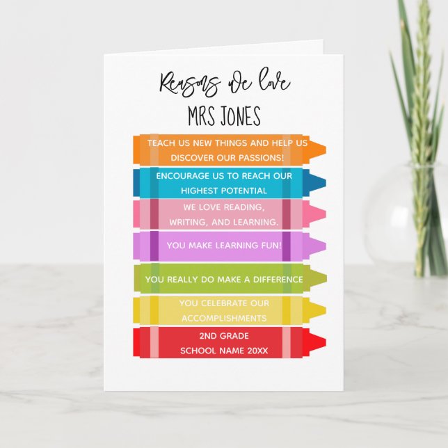 Cartão Razões pelas quais te amamos professor (Frente)