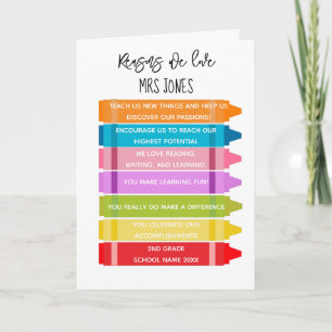 Cartão Razões pelas quais te amamos professor