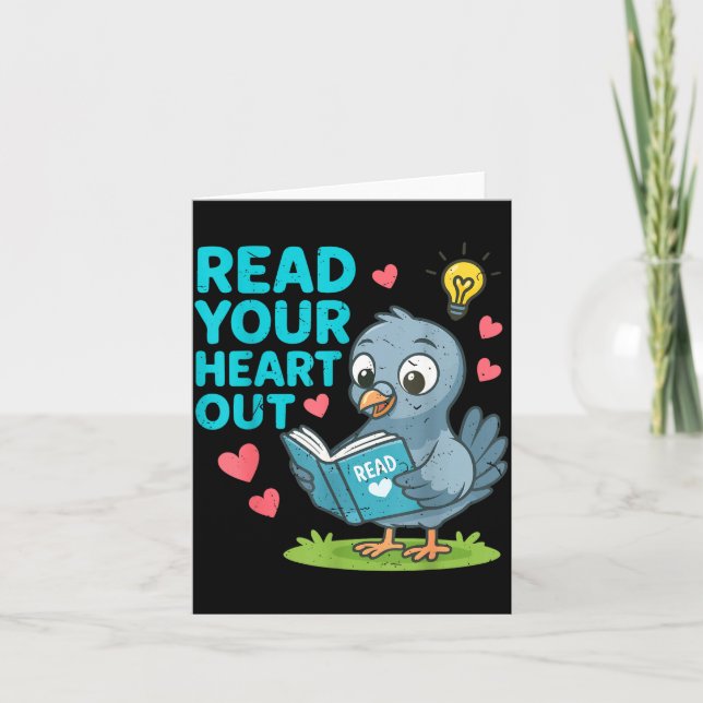 Cartão Reading Teacher Valentine Day Read Your Heart Out  (Frente)