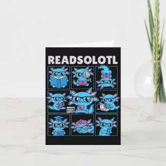 Cartão Readsolotl blueaxolotl amante de livros humor leit